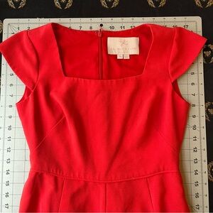 Red cap sleeve full skirt dress